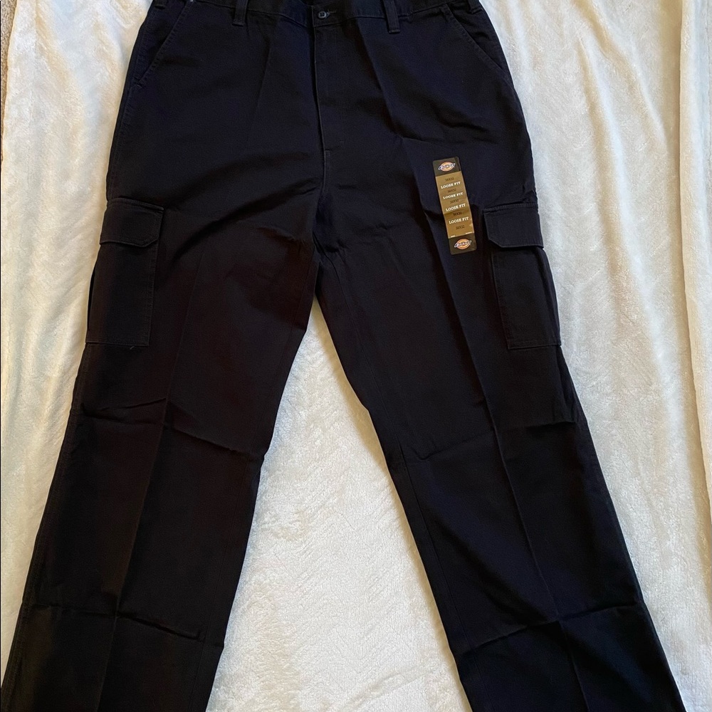 Dickies Loose Fit Cargo Pants- Mens, Straight Leg, Black, 38x32